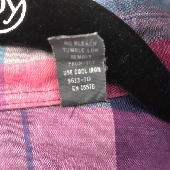 Sir William Mens Shirt Size 2X 18/18.5 Pink Purple Multicolor Plaid Short Sleeve - Picture 8 of 10
